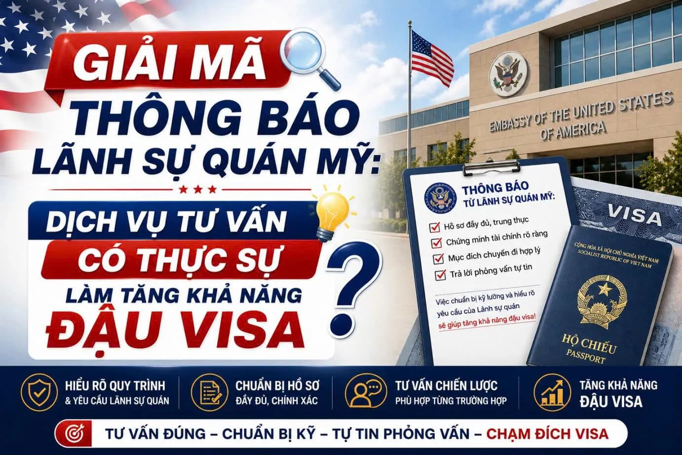 GIẢI MÃ THÔNG BÁO LÃNH SỰ QUÁN MỸ 2026: DỊCH VỤ TƯ VẤN VISA CÓ THỰC SỰ LÀM TĂNG KHẢ NĂNG ĐẬU VISA MỸ?