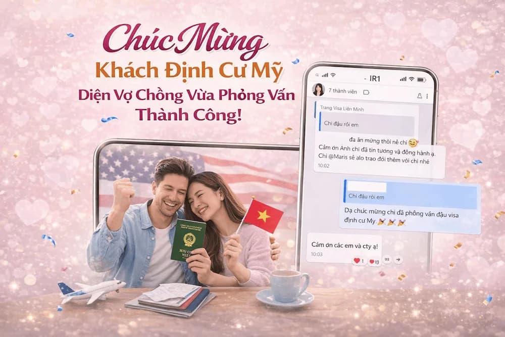 Khách hàng của Visa Liên Minh hạnh phúc sau khi nhận visa định cư thành công.
