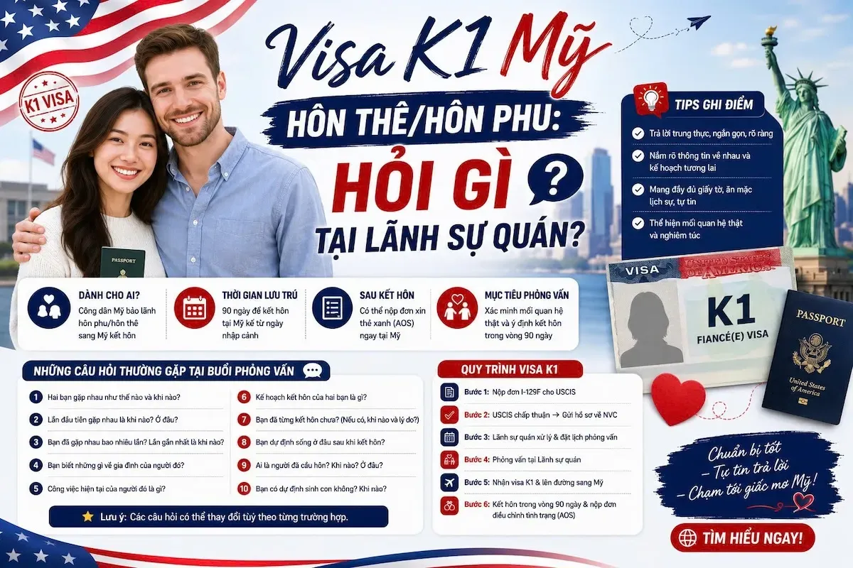 Visa K1 Mỹ – Hôn Thê / Hôn Phu: Hỏi Gì Tại Lãnh Sự Quán?