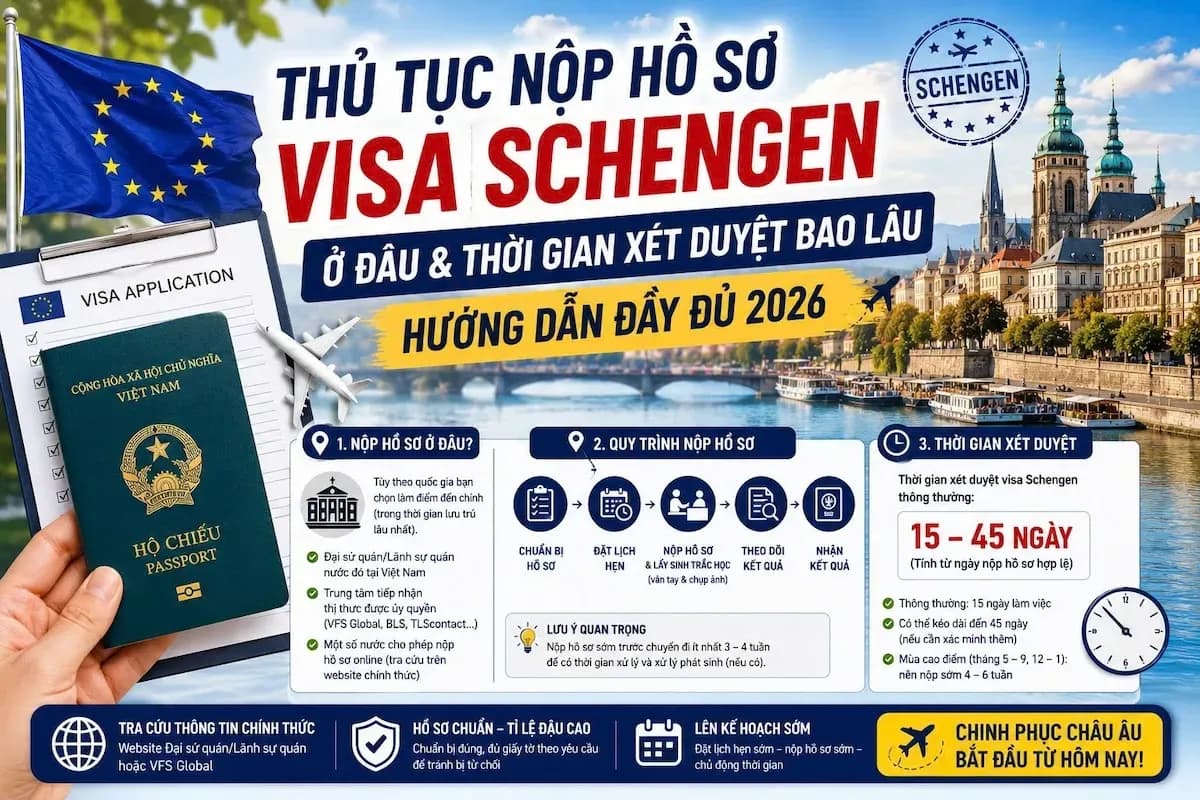 Thủ Tục Nộp Hồ Sơ Visa Schengen – Hướng Dẫn Đầy Đủ 2026