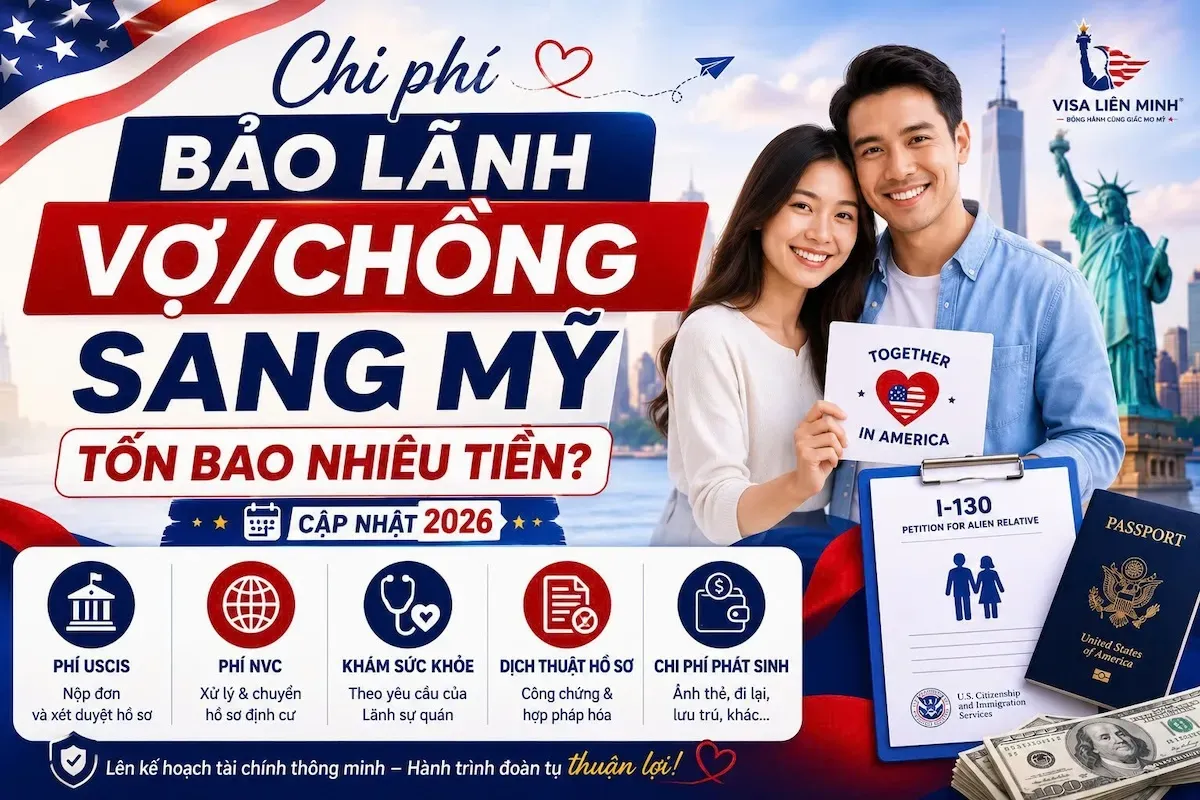 Bảo Lãnh Vợ Chồng Sang Mỹ Tốn Bao Nhiêu Tiền 2026?