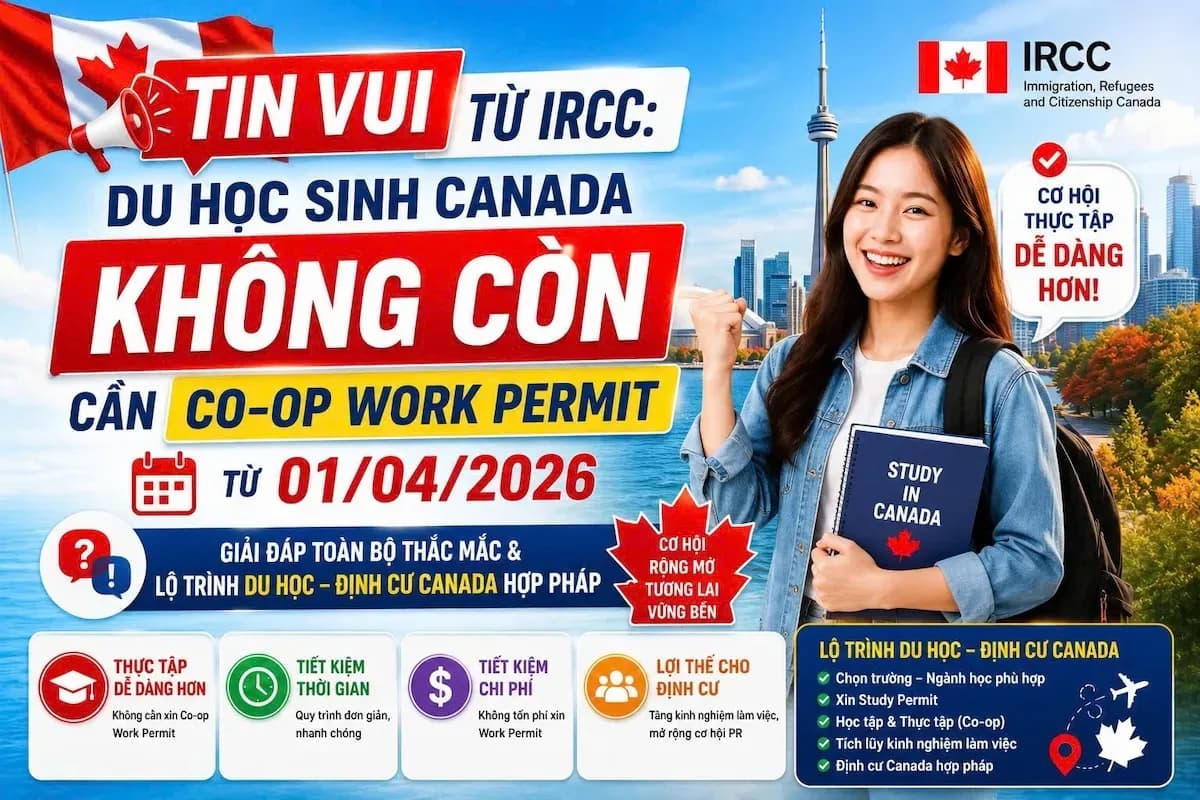 Chính Sách Mới IRCC 2026: Du Học Sinh Canada Không Cần Co-op Work Permit