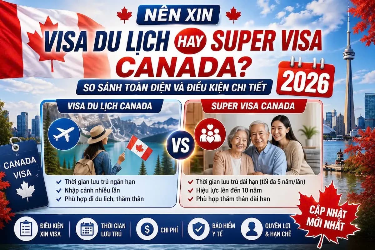 Nên Xin Visa Du Lịch Hay Super Visa Canada 2026? 5 Điểm Khác Biệt Cần Biết