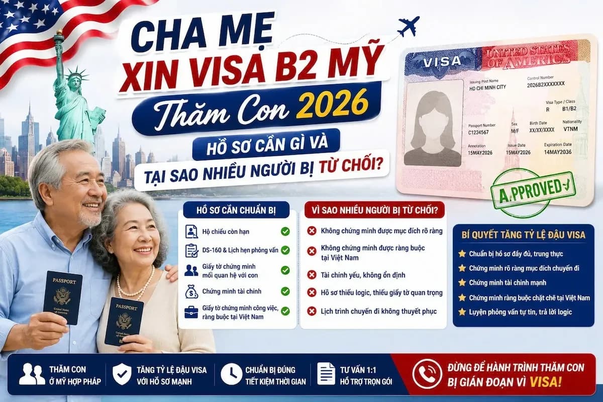 Cha Mẹ Xin Visa Mỹ Thăm Con 2026: 7 Bí Quyết Tăng Tỷ Lệ Đậu