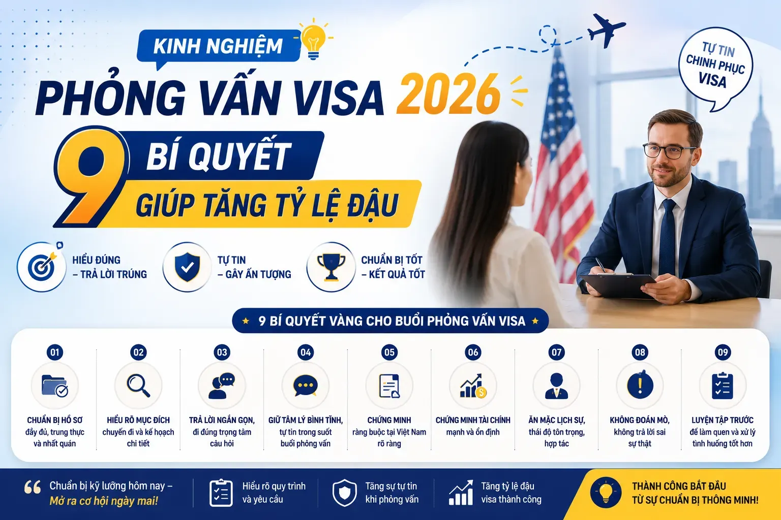 Kinh Nghiệm Phỏng Vấn Visa 2026: 9 Bí Quyết Giúp Tăng Tỷ Lệ Đậu