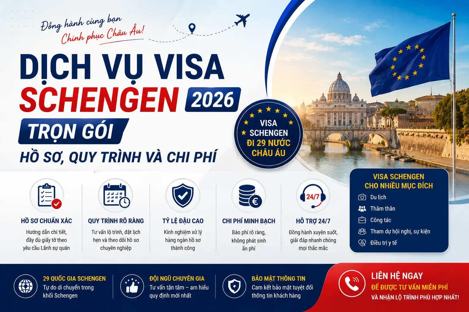 Dịch Vụ Visa Schengen Trọn Gói 2026: Hồ Sơ, Quy Trình Và Chi Phí