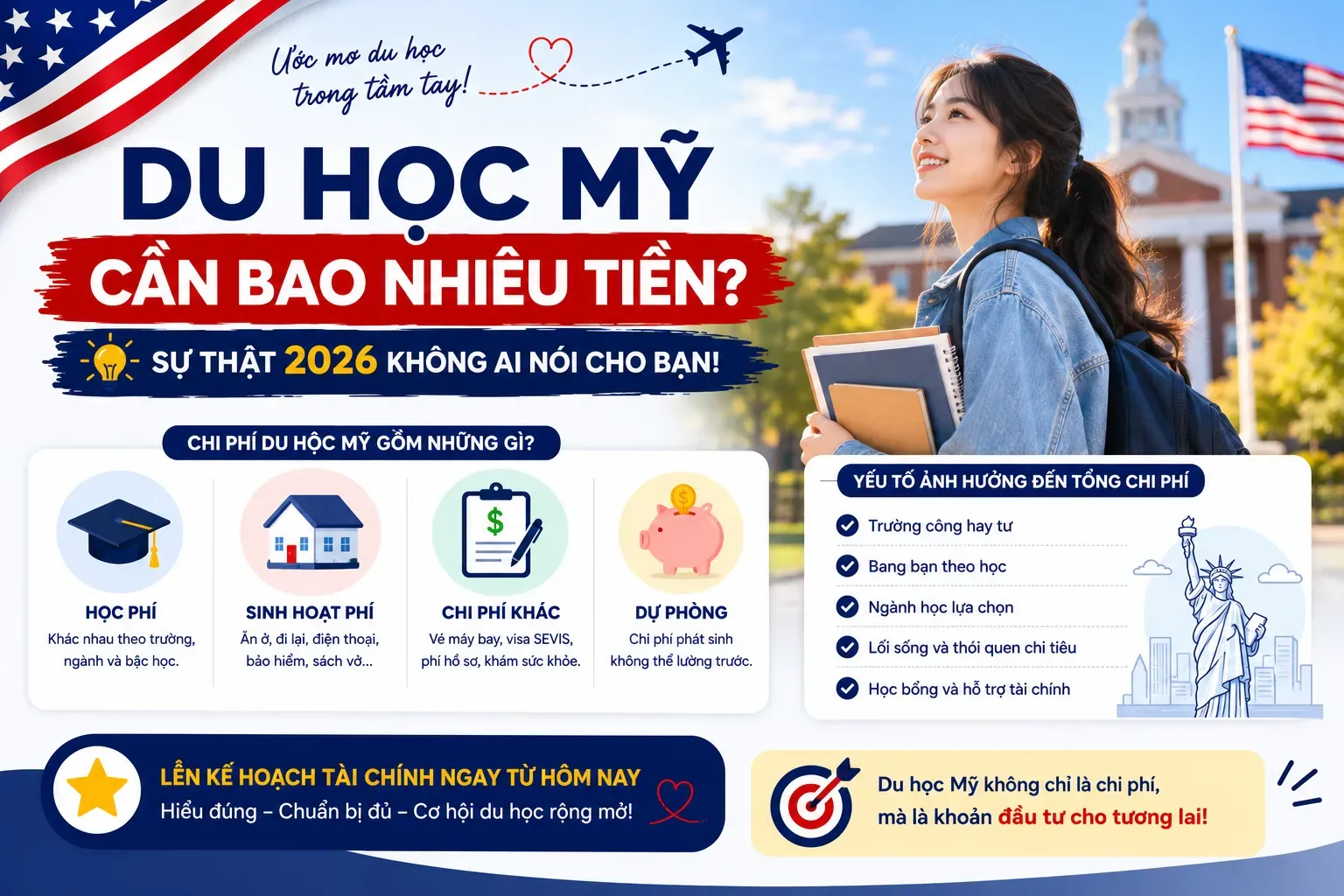 Du Học Mỹ Cần Bao Nhiêu Tiền? Sự Thật 2026 Không Ai Nói Cho Bạn!