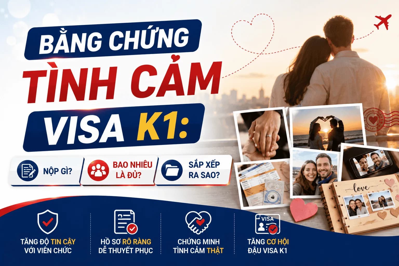 Bằng Chứng Tình Cảm Visa K1 2026: Nộp Gì, Bao Nhiêu Là Đủ, Sắp Xếp Ra Sao?