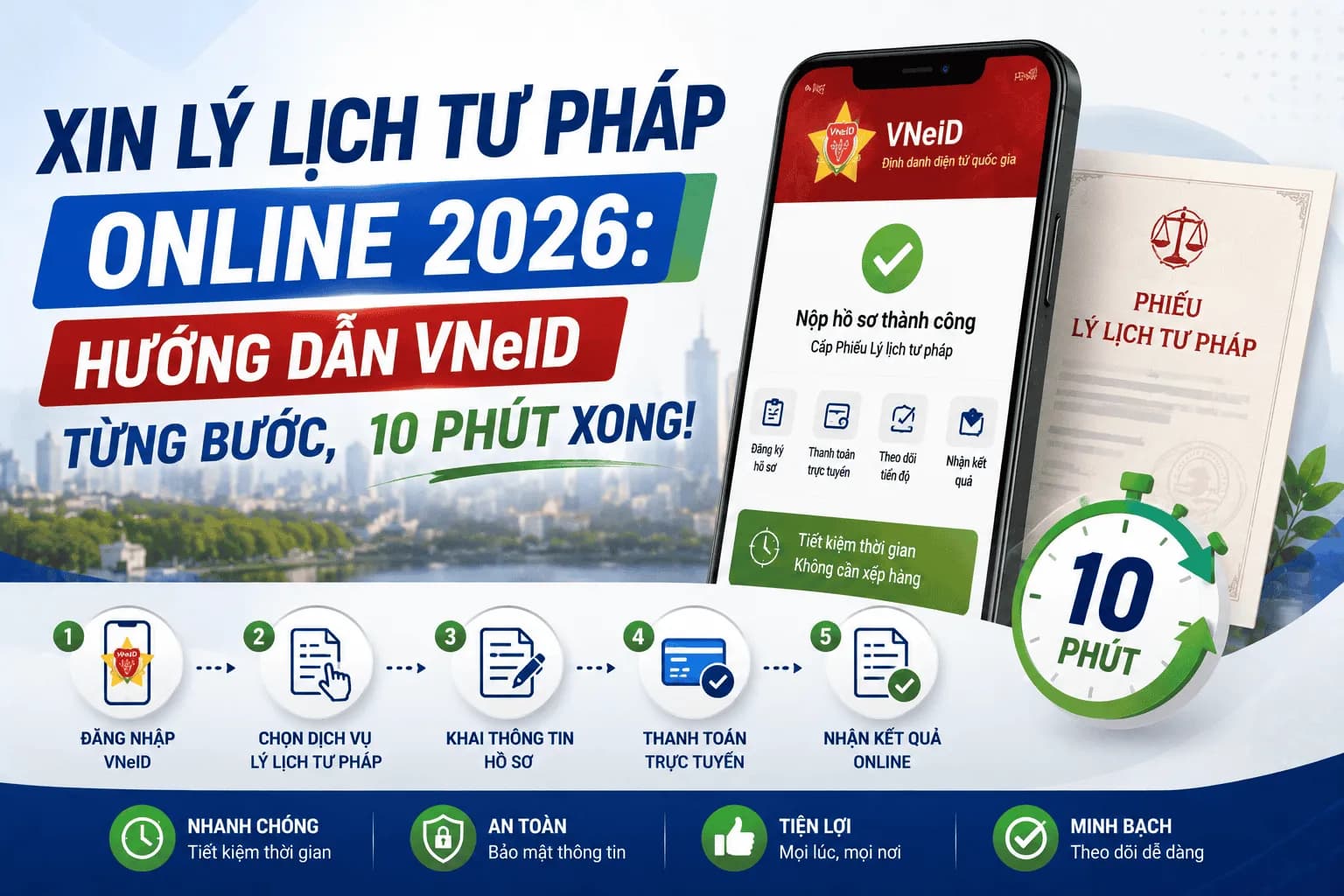 Xin Lý Lịch Tư Pháp Online 2026: Hướng Dẫn VNeID Từng Bước, 10 Phút Xong!