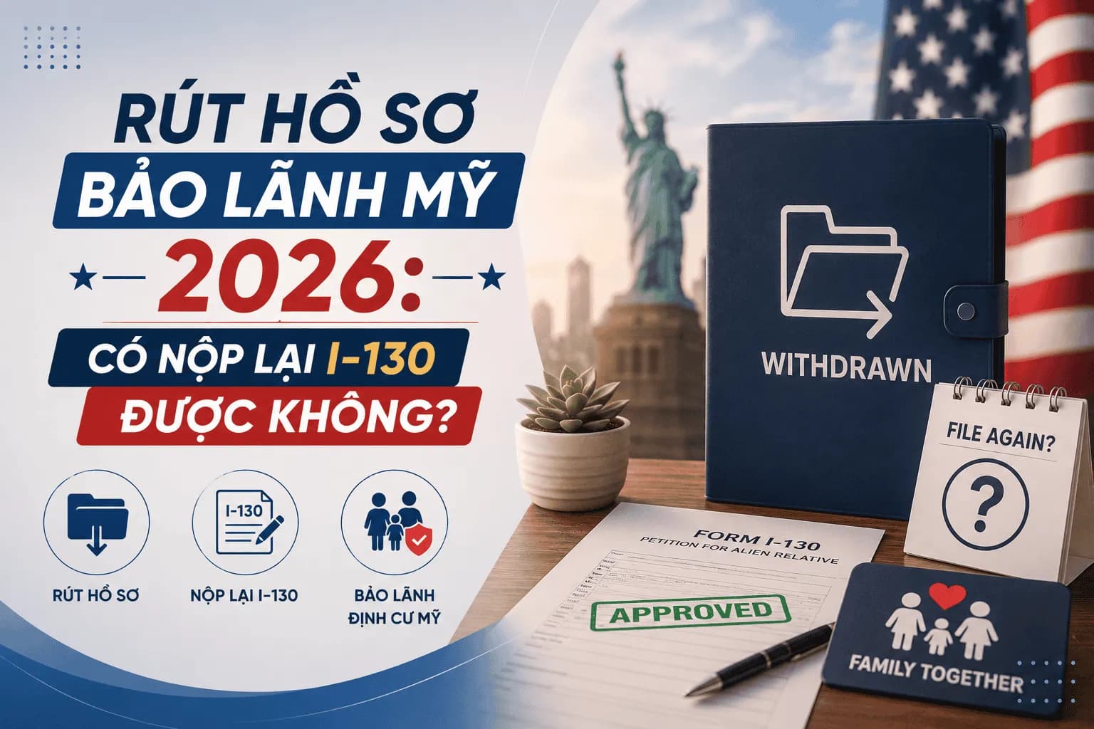 Rút Hồ Sơ Bảo Lãnh Mỹ 2026: Có Nộp Lại I-130 Được Không?