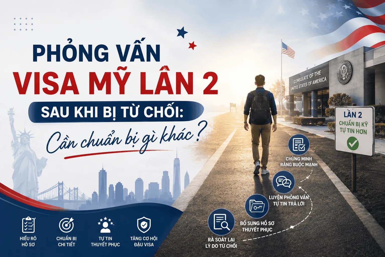Phỏng Vấn Visa Mỹ Lần 2 Sau Khi Bị Từ Chối: Cần Chuẩn Bị Gì Khác?