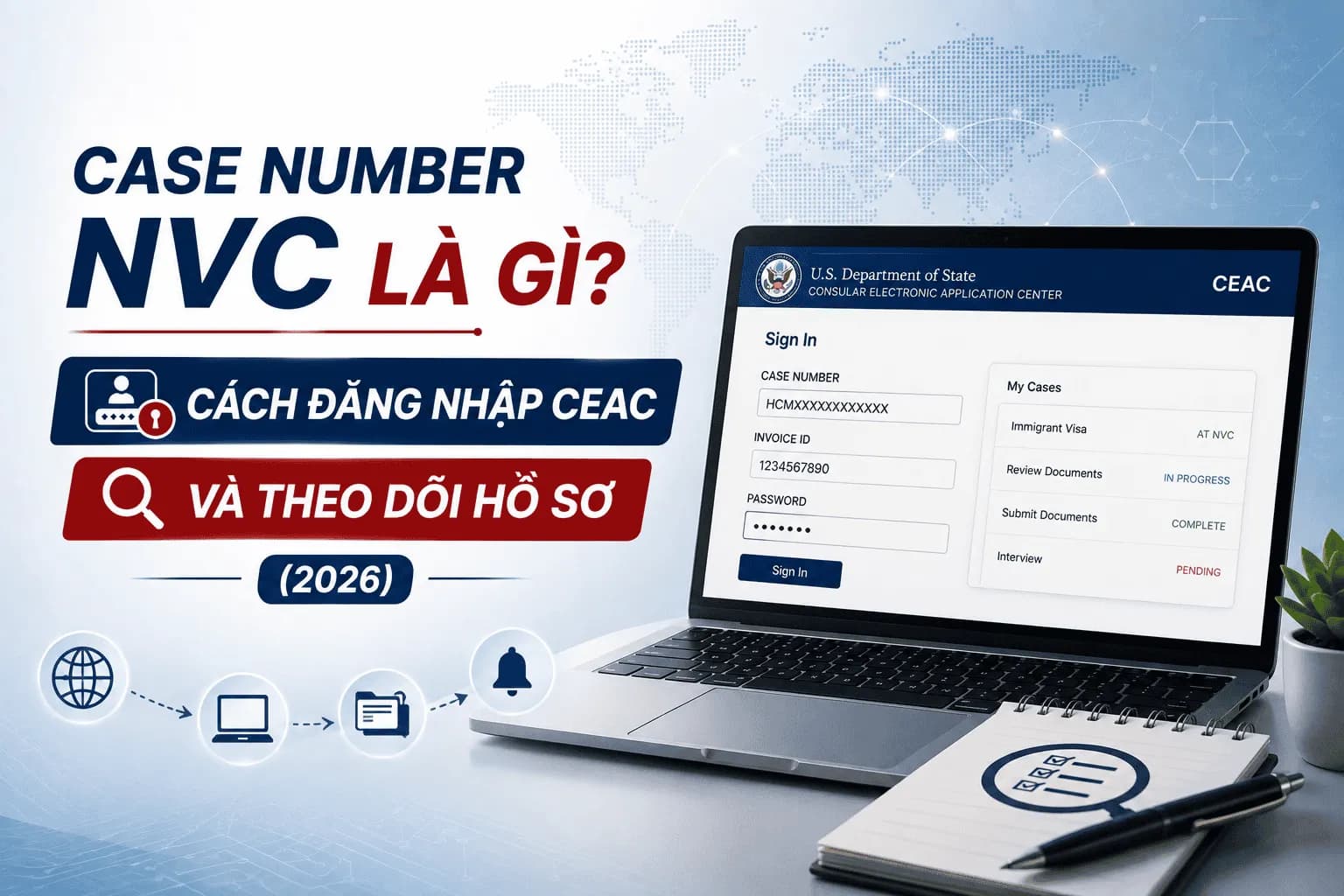 Case Number NVC Là Gì? Cách Đăng Nhập CEAC Và Theo Dõi Hồ Sơ (2026)