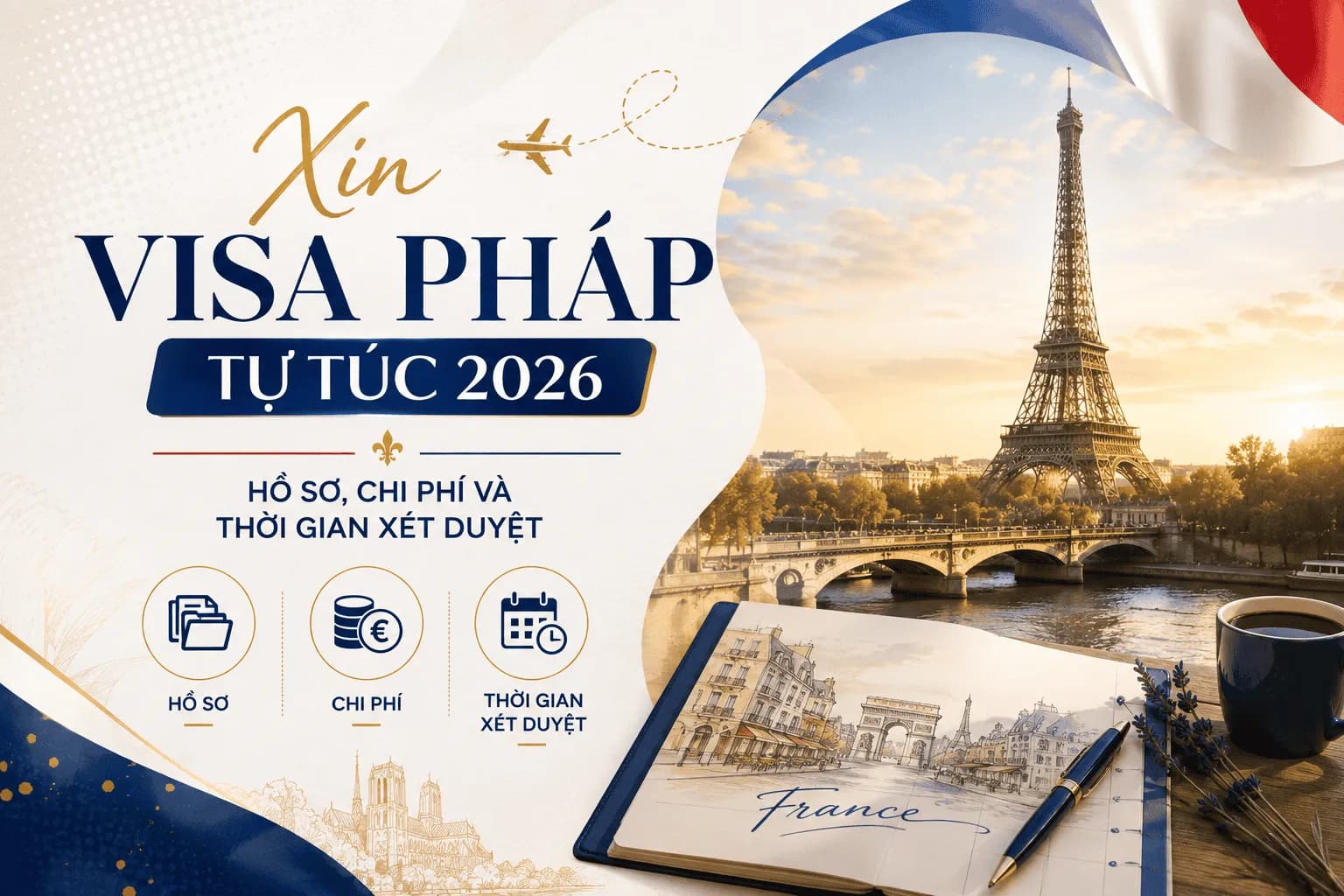 Xin Visa Pháp Tự Túc 2026: Hồ Sơ, Chi Phí Và Thời Gian Xét Duyệt