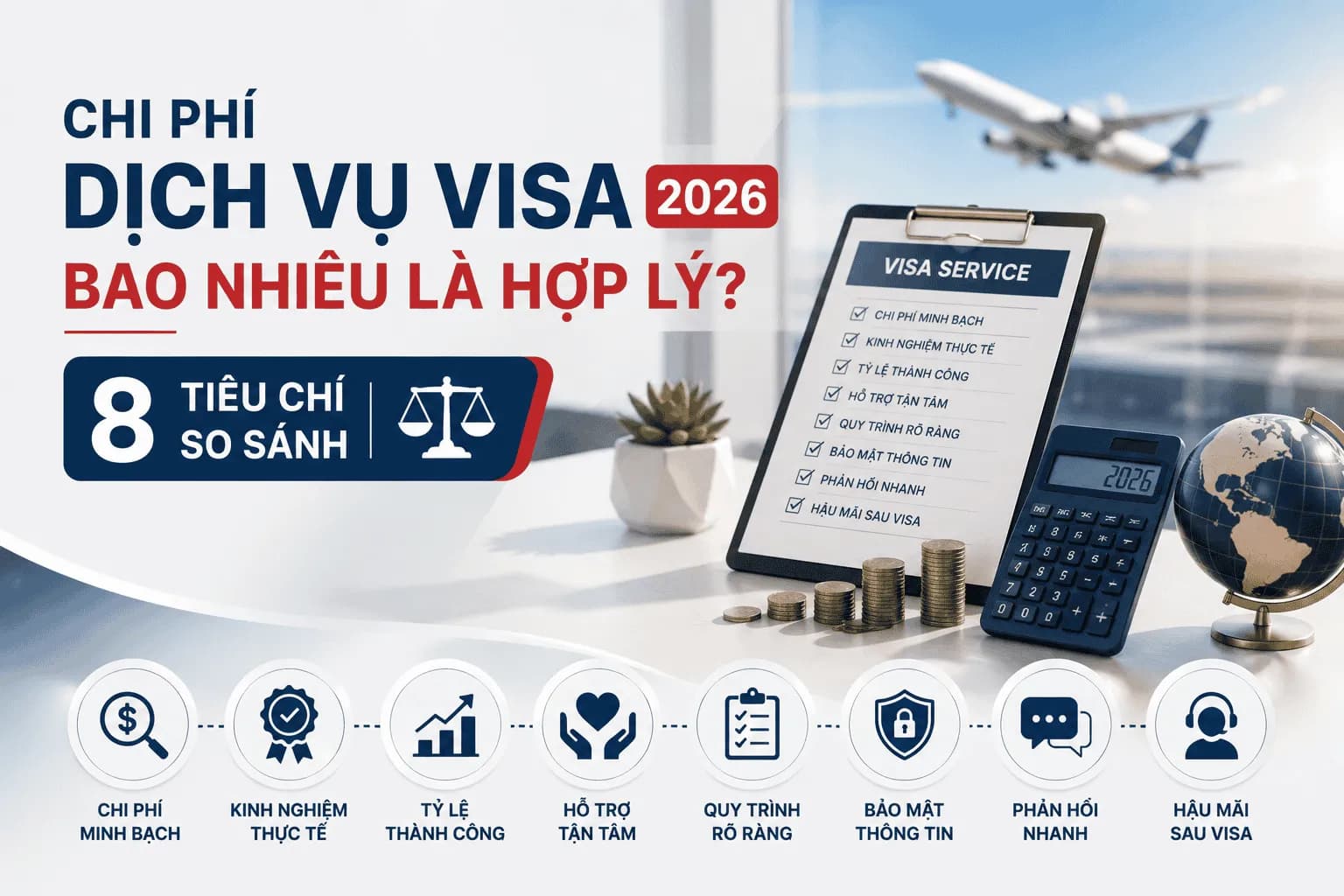 Chi Phí Dịch Vụ Visa 2026: Bao Nhiêu Là Hợp Lý? 8 Tiêu Chí So Sánh