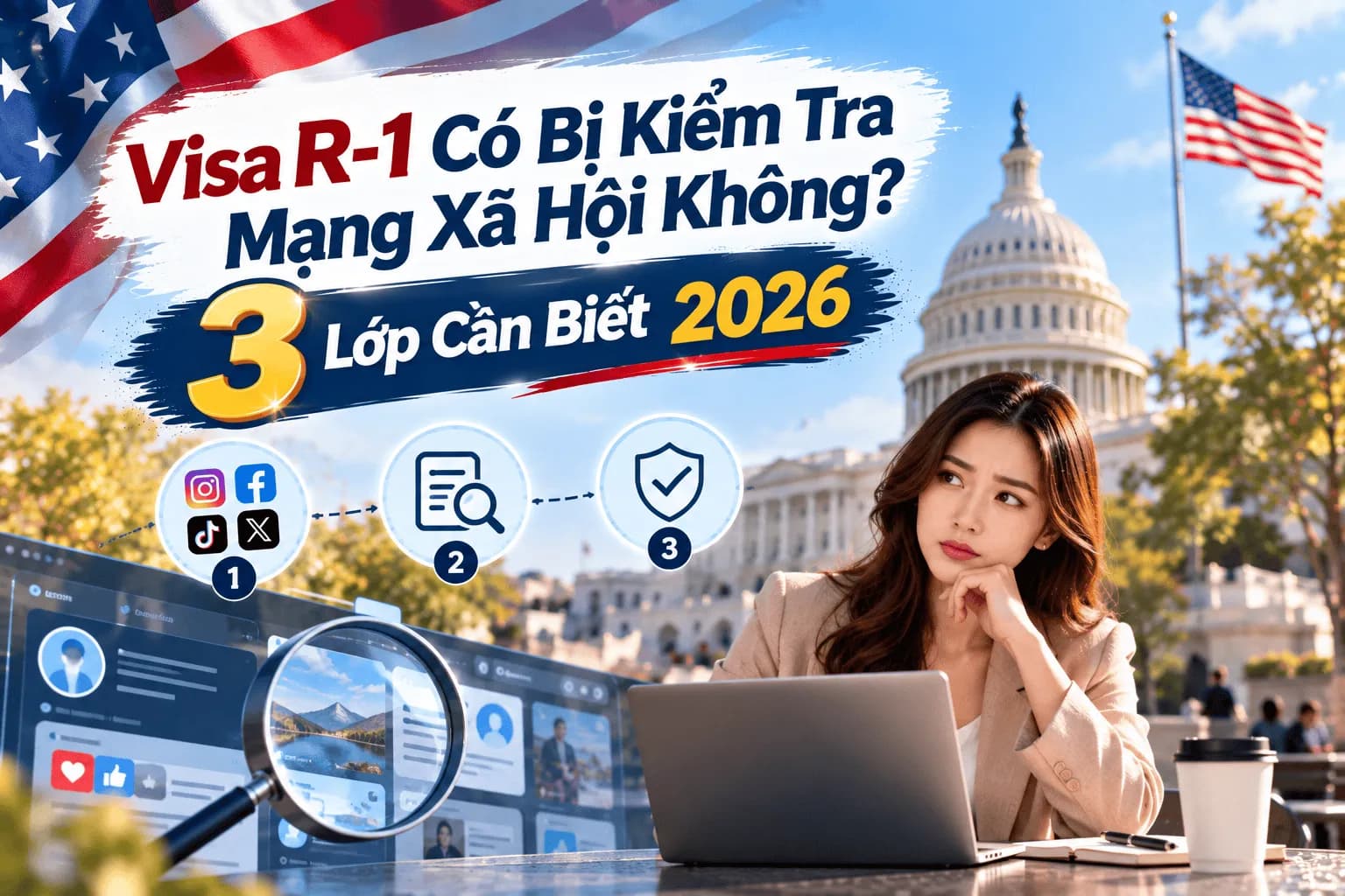 Visa R-1 Có Bị Kiểm Tra Mạng Xã Hội Không? 3 Lớp Cần Biết 2026