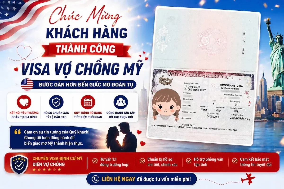 visa định cư vợ chồng Mỹ diện IR1